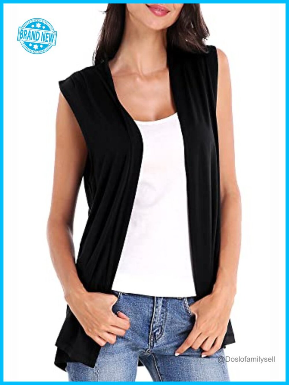 Sleeveless Open Front Cardigan Vest Lightweight Loose Fit Cool Coat
